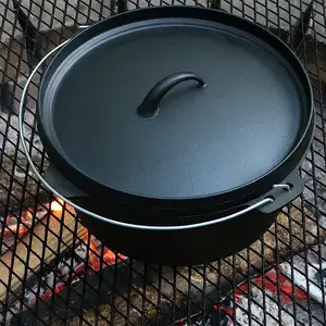 Outdoor Camping BBQ Cast Iron Camping Cookware Dutch Oven Non-stick Camping Pot & Pan Sets