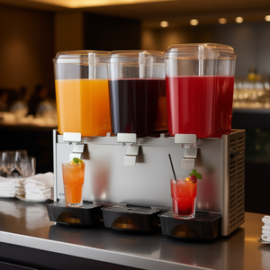 Distributeur de boissons commercial à 3 réservoirs de 18 L en acier inoxydable, machine à thé glacé et jus, 680 W, distributeur de boissons réfrigérées de comptoir - Product Image 2