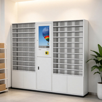 Casier automatique pour chapeaux, chaussures et lunettes de soleil avec porte transparente, écran publicitaire et plateforme de contrôle à distance