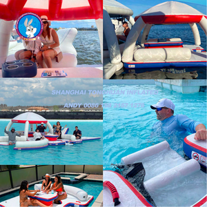 Plataforma Flutuante Inflável de PVC para Parque Aquático, Tenda Dock Island, Capacidade de 100-500kg para 5-10 Passageiros - Product Image 6