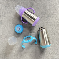 10oz 280ml bébé enfant en bas âge double paroi en acier inoxydable infantile sans BPA bébé bouteille de voyage avec mamelon anti-colique