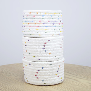 Small Mini Woven Baskets Round Cotton Rope Basket Little Storage Baskets for Organizing Bins Baby Toy Keys Snack Drawer Gifts