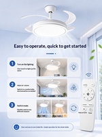 Ventilateur de plafond LED rétractable moderne avec lumière, pales invisibles, télécommande, luminaire encastré pour salon intérieur