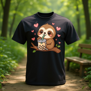 Camiseta Kawaii Anime con diseño de Sloth Boba Tea para hombres y mujeres, unisex, talla para adultos S M L XL XXL - Product Image 3