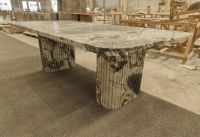 SHIHUI personnalisé luxe marbre naturel rectangulaire galaxie bleu marbre Table à manger Breccia Grigio marbre Table à manger