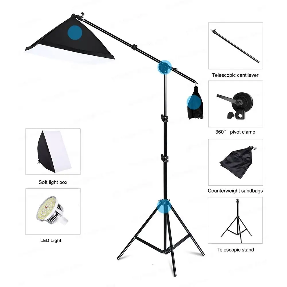 Studio Photography Light Kit Background Frame Support Softbox Lighting Set Metal Equipment Accessories for Vlog