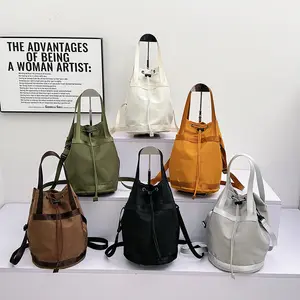 DICHOS Nylon Drawstring Pleated Shoulder Bag Women's Large Capacity Waterproof New Single Shoulder Crossbody Bucket Bag Travel
