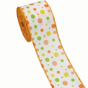 In Stock Festive 6.3cm 5/10Yards Serged Edge Grosgrain Polyester Easter <b>Wired</b> Ribbon for Easter Basket Decor Gift Wrapping - Product Image 4
