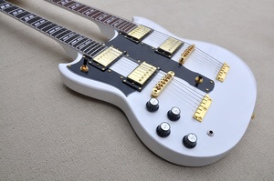 Guitarra para Zurdos Flyoung, Precio Económico, Blanca, Doble Mástil, 6 + <span class=keywords><strong>12</strong></span> <span class=keywords><strong>Cuerdas</strong></span>, Guitarra Eléctrica con Herrajes Dorados - Product Image 3