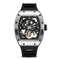 Montre mécanique automatique OEM pour homme, lumineuse, avec aiguilles en silicone, boîtier en acier inoxydable, étanche 30M, forme tonneau, tendance