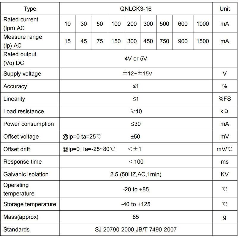 Leakage Current Sensor QNLCK3-16 AC 50mA 100mA 300mA 500mA 600mA 800mA / DC 5V Split Current Transfducer Hall Effect