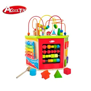 Деревянный игрушечный активный куб Монтессори 7 в 1, шестисторонние игрушки для детей, Детский куб для активного отдыха, Развивающие детские игрушки