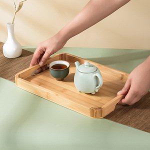 Plateau de service en bambou rectangulaire, couleur naturelle, style simple, pour fruits, thé, pain, dîner - Product Image 3