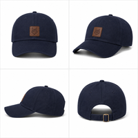 Gorra de Béisbol de Lujo de 6 Paneles con MOQ Bajo, Visera Curva de Sarga de Algodón, Parche de Cuero, Tacto Suave, Envío Rápido, Regalo Corporativo, Etiqueta Personalizada