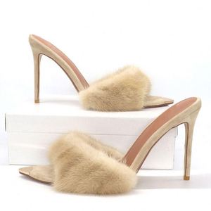 High-quality Women's Genuine Leather Stiletto <b>Heel</b> Shoes Fashionable Waterproof Barefoot comfort Buckle Strap Sandals Sexy Pumps - Product Image 4