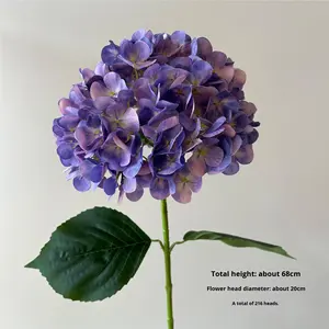 Fleurs artificielles en relief imprimées en 3D, série violette pour mariage, style violet foncé, bouquet de haute qualité, feuilles d'hortensia, <span class=keywords><strong>rose</strong></span> - Product Image 1