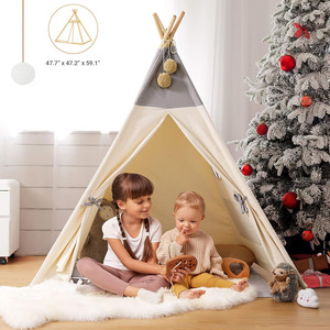 More stability and safety Endless Indoor and Outdoor Fun <b>Teepee</b> <b>Tent</b> for <b>Kids</b> with Light and Mat - Product Image 6