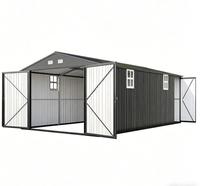 Bâtiment de stockage extérieur en acier imperméable avec portes verrouillables, fenêtres et aérations, grand hangar utilitaire préfabriqué