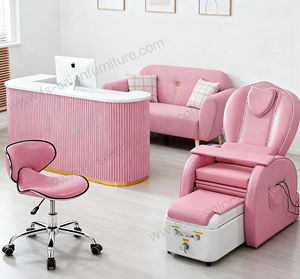 Chaises de salon beauté rose Mobilier de salon Chaise de salon Manucure moderne <span class=keywords><strong>Massage</strong></span> électrique Chaises de pédicure Ensembles roses de luxe - Product Image 4