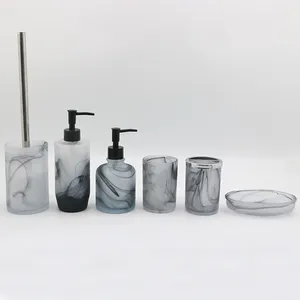 Glass Decorative Home Bathroom Accessories Set Cloud Surface Effect Glass Bathroom Accessories Set