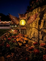 Lampe solaire LED en forme de hibou en verre IP65, petite, décorative pour jardin, à piquer, pour allée, pelouse, cour arrière