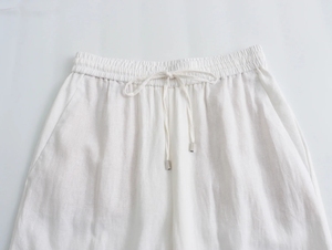 Nuovi <span class=keywords><strong>Pantaloni</strong></span> Estivi da Donna <span class=keywords><strong>in</strong></span> <span class=keywords><strong>Lino</strong></span>, <span class=keywords><strong>Larghi</strong></span>, a Vita Alta, con Coulisse e Gamba Dritta - Moda - Product Image 6