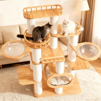 Maison pour chat multi-niveaux en bois massif de luxe pour petit espace, griffoir, arbre à chat, tour pour chat