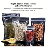 Pochette alimentaire transparente refermable en PET/PE avec fermeture éclair, qualité alimentaire, pour aliments pour bébés, fruits secs, haricots, graines