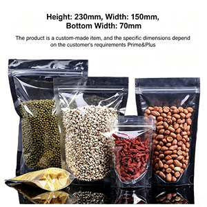 Sachet alimentaire transparent refermable en plastique, pochette verticale à fermeture éclair pour fruits secs, haricots et graines - Product Image 1