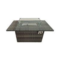 Ensemble de meubles de salon en rotin tressé PE moderne avec foyer extérieur, ensemble de patio de jardin durable pour hôtel, restaurant, extérieur