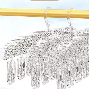 Multi Clip Drying Rack Transparent Gray Plastic Sock Underwear Hat Clips For Household Baby Children Clothes Drying - Product Image 2