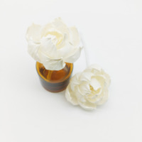 Diffuseur de parfum à fleurs en bois de sola avec corde en coton, fleurs artisanales, recharge d'huile essentielle de 8 cm de diamètre