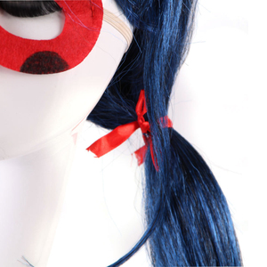 Parrucca Cosplay Anime <span class=keywords><strong>coccinella</strong></span> per ragazze donne capelli blu con corda rossa Performance sul palco parrucche per vestire gatto nero - Product Image 5