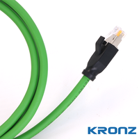 Câble réseau industriel Ethernet spécial KRONZ vert bleuâtre, haute flexibilité, Cat6A, connecteurs circulaires 26AWG