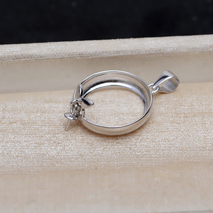WENCHI Mabei Colgante Redondo de Plata S925, Soporte Vacío para Perla de 15.5mm, Componente DIY para Fabricación de Joyas y Collares - Product Image 2