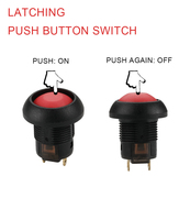 Interrupteurs à bouton poussoir ronds miniatures 2A 36VDC SPST marche/arrêt, interrupteur à bouton poussoir à verrouillage en plastique de 12 mm, 2 broches sans LED