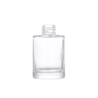 Flacon cylindrique vide en verre cristal pour parfum d'ambiance, avec couvercle en bois, pour la décoration de salle de bain et chambre à coucher