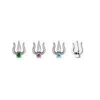 Boucles d'oreilles Trident en alliage de titane F136 Yunnique avec incrustation de zircon, clous de cartilage, bijoux de piercing tendance pour usage quotidien