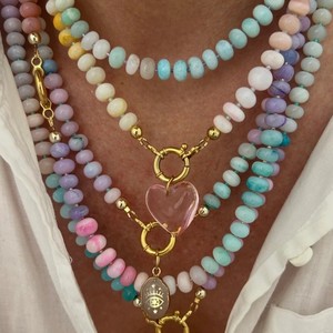 Collier pendentif cœur fleur tendance pour femme, collier ras du cou en perles de verre colorées, bijoux à la mode - Product Image 2