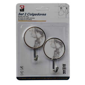 Juego de 2 Ganchos Redondos con Patrón de Mármol ERP, Capacidad de Carga Máxima de 2.0 kg, Ganchos de Pared para Uso Doméstico - Product Image 1