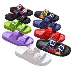Outdoor Custom Printing Logo Pattern Unisex Black Plain Men's EVA PVC Rubber Sandals Slides Slippers for Women