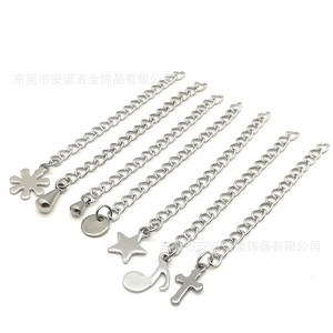 Chaîne d'extension en acier inoxydable avec pendentifs en forme de goutte d'eau 3-15mm, composants de bijoux DIY en gros - Product Image 3