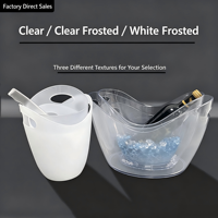 Seau à glace transparent grande capacité en plastique 2,5L/4L/8L/12L avec doubles poignées, bac à boissons réfrigérant pour bar, club, fête, restaurant