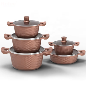 다이아몬드 다이캐스트 냄비 세트 10개, 대리석 코팅 냄비 세트 - Product Image 1