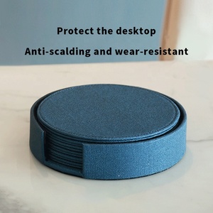 Leasylife 6-Piece Set Leather <strong>Coasters</strong> Protective <strong>Table</strong> <strong>Coasters</strong> for Wooden Furniture Spill-Proof Drink Holders for Restaurants - Product Image 3