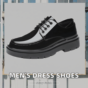 أحذية رسمية كاجوال للرجال بنعل علوي أسود بني لامع مقاس كبير 38-46 أربطة بارتفاع يزيد من تنفس نعل مطاطي-لفصل الشتاء - Product Image 2