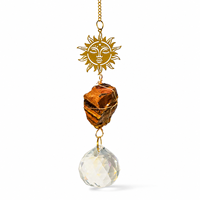 Attrape-soleil en pierre naturelle œil de tigre, carillon éolien fait main, ornement suspendu en cristal, décoration d'intérieur, cadeau