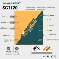 Convertidor de escalado AVMATRIX SC1120 SDI a HDMI con salida AV, entrada SDI redundante, embebido y desembebido de audio para transmisión profesional AV