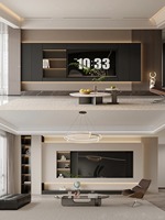 Meuble de salon design moderne de luxe à prix d'usine, unité murale flottante en panneaux de bois noir, console TV LED murale