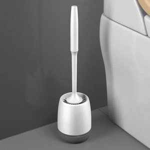 Zenidoo White Silicone Handheld Toilet <b>Brush</b> Wall-Mounted Eco-Friendly Quick <b>Drain</b> Plastic Handle Household Bathroom Cleaning - Product Image 1